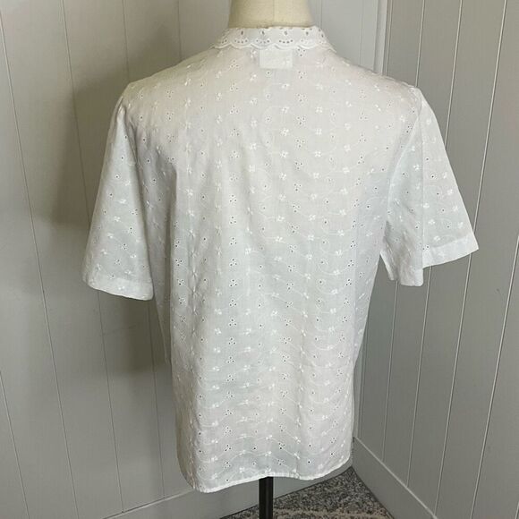 Vintage Vicki Wayne’s Women’s Large White Lace Detail Short Sleeve Top Shirt - Picture 8 of 14